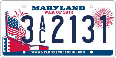 MD license plate 3AC2131