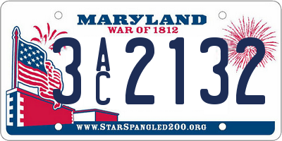 MD license plate 3AC2132