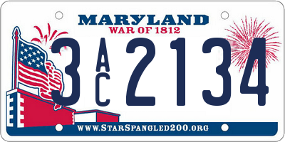 MD license plate 3AC2134