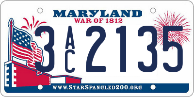 MD license plate 3AC2135