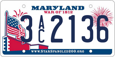 MD license plate 3AC2136