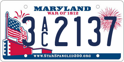 MD license plate 3AC2137