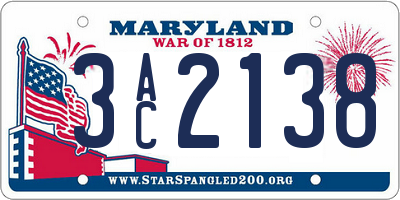 MD license plate 3AC2138