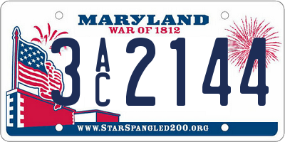 MD license plate 3AC2144