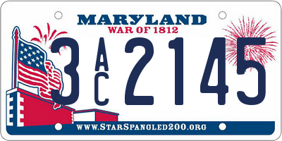 MD license plate 3AC2145