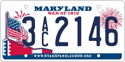 MD license plate 3AC2146