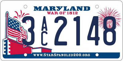 MD license plate 3AC2148