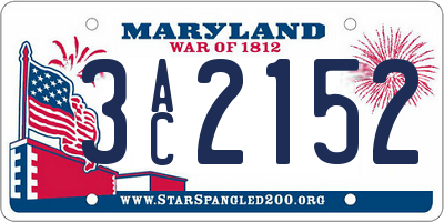 MD license plate 3AC2152