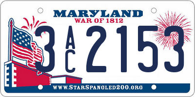 MD license plate 3AC2153