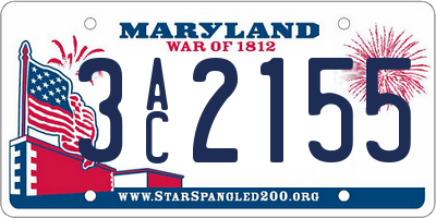 MD license plate 3AC2155