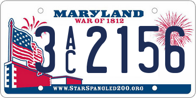 MD license plate 3AC2156