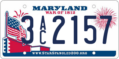 MD license plate 3AC2157