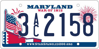 MD license plate 3AC2158