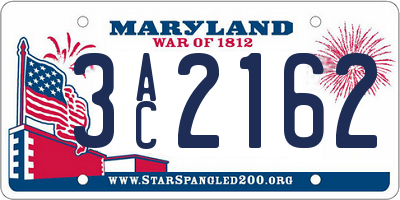 MD license plate 3AC2162