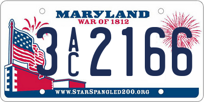 MD license plate 3AC2166