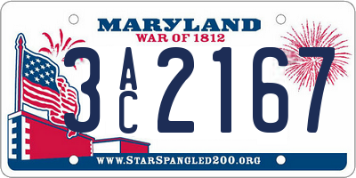 MD license plate 3AC2167