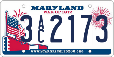 MD license plate 3AC2173