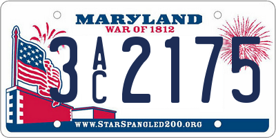 MD license plate 3AC2175