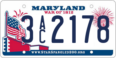 MD license plate 3AC2178