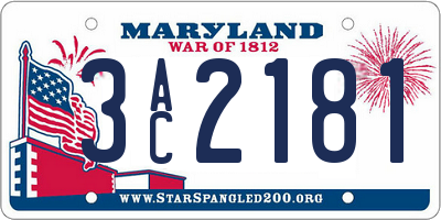 MD license plate 3AC2181