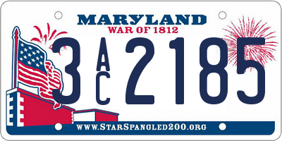 MD license plate 3AC2185
