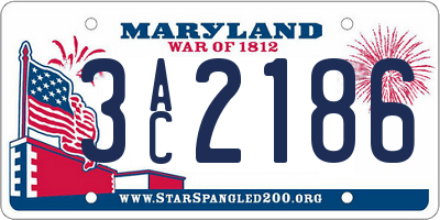 MD license plate 3AC2186