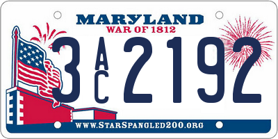 MD license plate 3AC2192