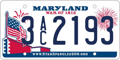 MD license plate 3AC2193