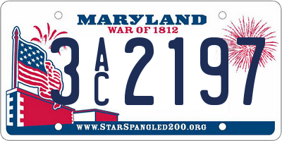 MD license plate 3AC2197