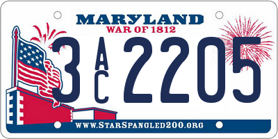 MD license plate 3AC2205