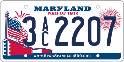 MD license plate 3AC2207