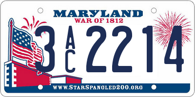 MD license plate 3AC2214