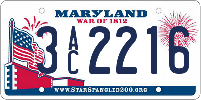 MD license plate 3AC2216