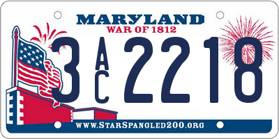 MD license plate 3AC2218
