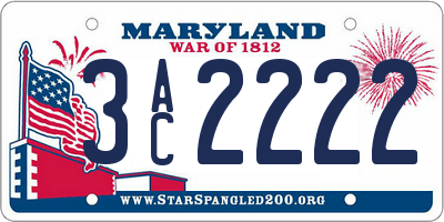 MD license plate 3AC2222