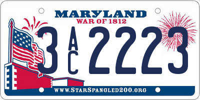 MD license plate 3AC2223
