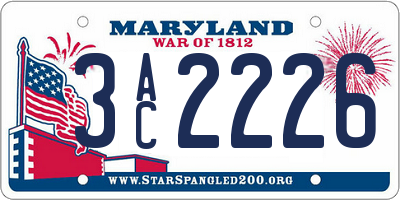 MD license plate 3AC2226
