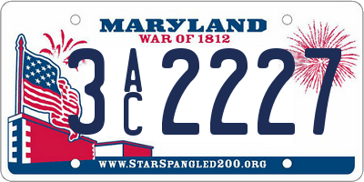 MD license plate 3AC2227