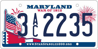 MD license plate 3AC2235