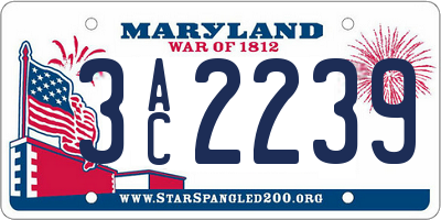 MD license plate 3AC2239