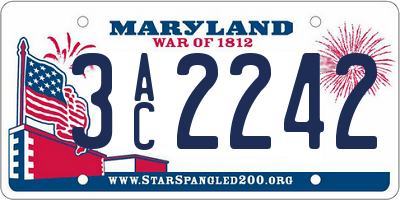 MD license plate 3AC2242
