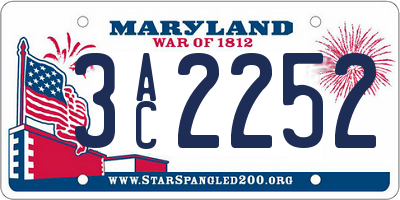 MD license plate 3AC2252