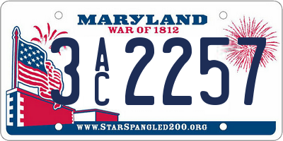 MD license plate 3AC2257