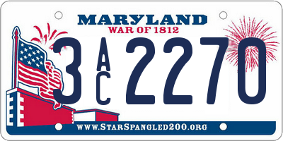 MD license plate 3AC2270