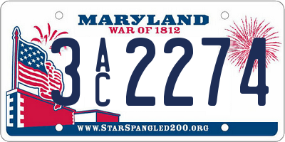 MD license plate 3AC2274