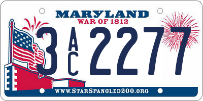 MD license plate 3AC2277