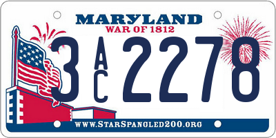 MD license plate 3AC2278
