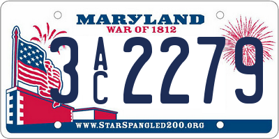 MD license plate 3AC2279