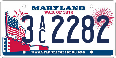 MD license plate 3AC2282