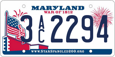 MD license plate 3AC2294